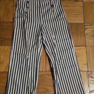 MO:VINT | NAVY BLUE & WHITE STRIPED SUMMER PANTS | LARGE